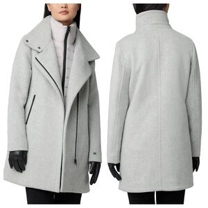 Soia & Kyo Abbi Notch Collar Wool Coat in Stone Grey